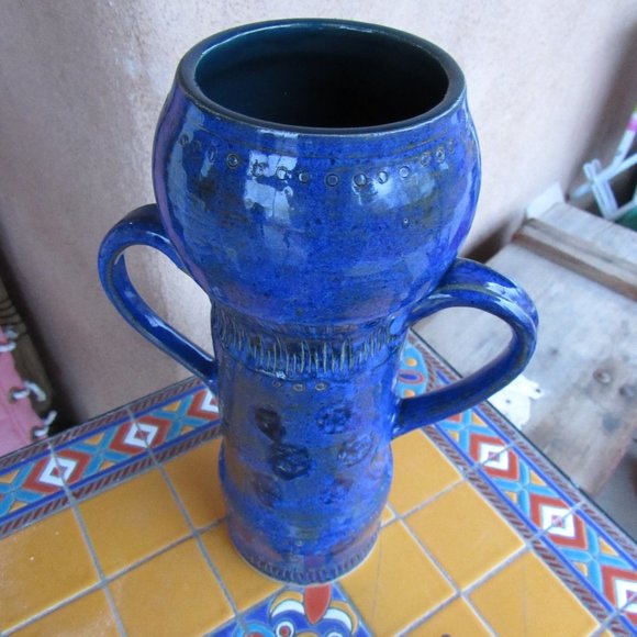 Handmade MCM Style Tall Two Handle Vase - Picture 2 of 11